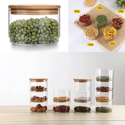 Tiered Glass Storage Jars Snack and Dried Fruit Organizer Glass Salad Bowl with Lid V1294-YM0521-230112AH02-2