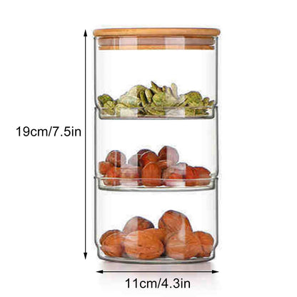 Tiered Glass Storage Jars Snack and Dried Fruit Organizer Glass Salad Bowl with Lid V1294-YM0521-230112AH02-2