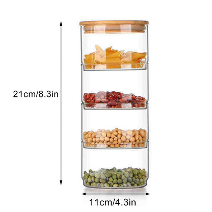 Tiered Glass Storage Jars Snack and Dried Fruit Organizer Glass Salad Bowl with Lid V1294-YM0521-230112AH02-2