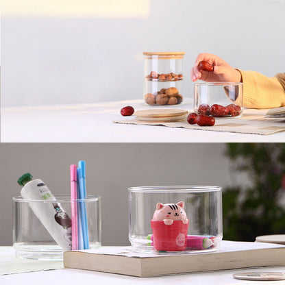 Tiered Glass Storage Jars Snack and Dried Fruit Organizer Glass Salad Bowl with Lid V1294-YM0521-230112AH02-2