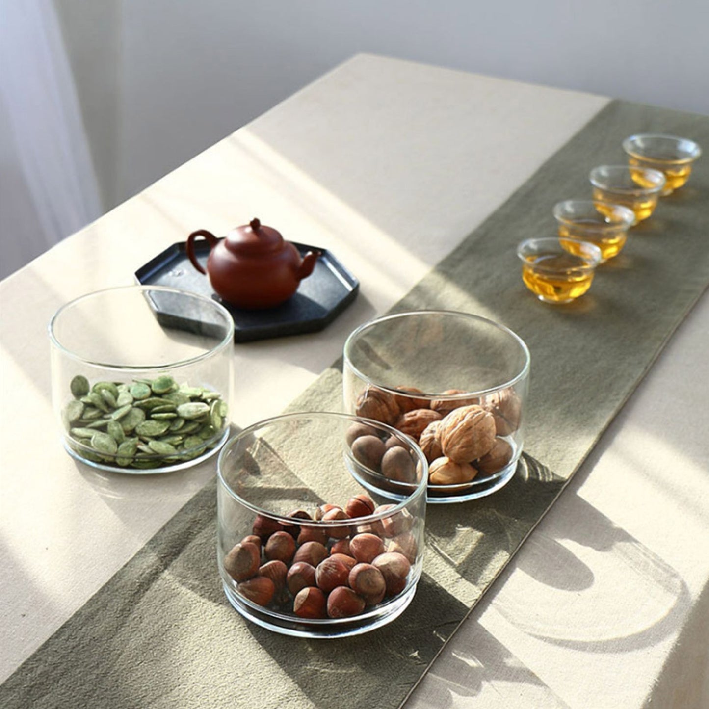 Tiered Glass Storage Jars Snack and Dried Fruit Organizer Glass Salad Bowl with Lid V1294-YM0521-230112AH02-2