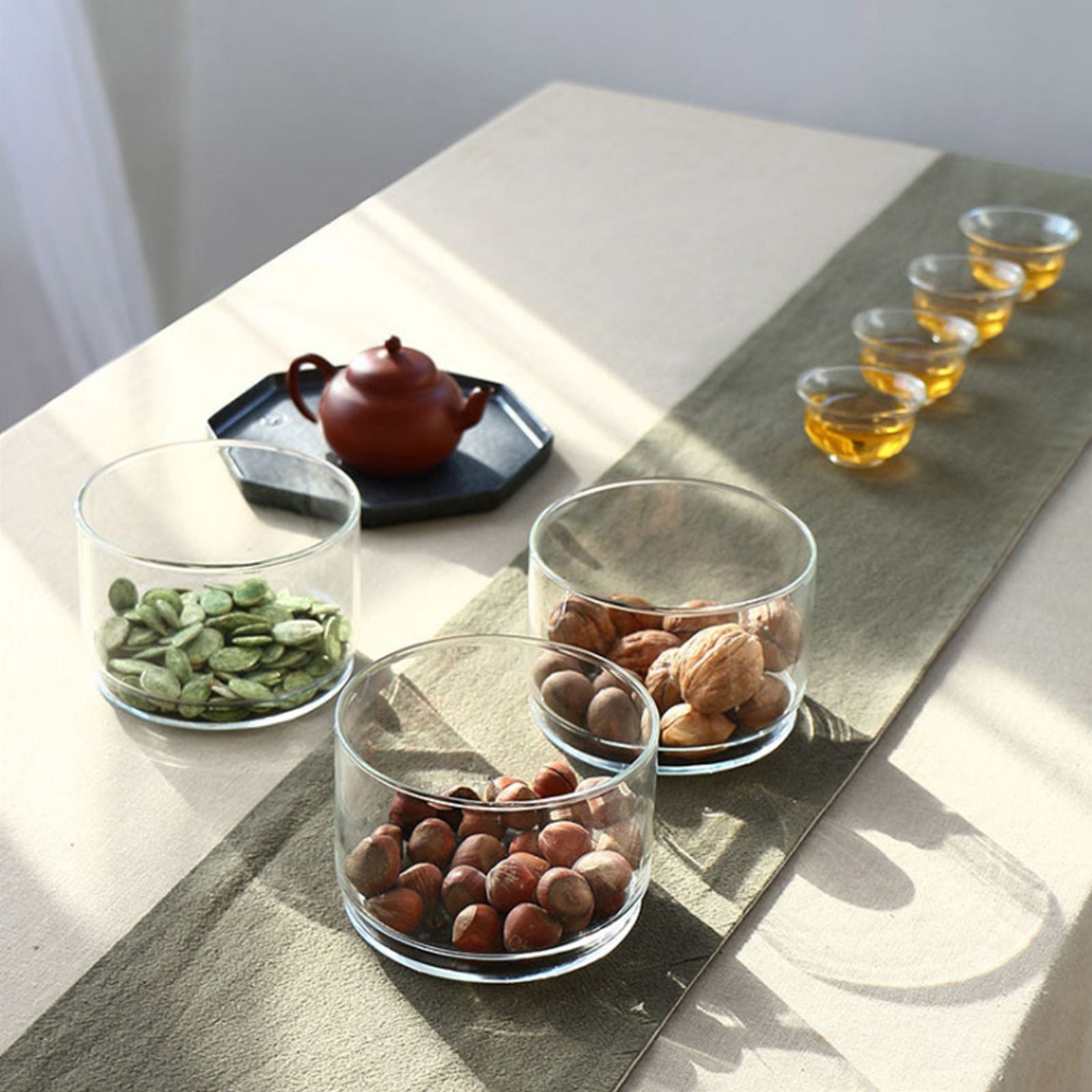 Tiered Glass Storage Jars Snack and Dried Fruit Organizer Glass Salad Bowl with Lid V1294-YM0521-230112AH02-2