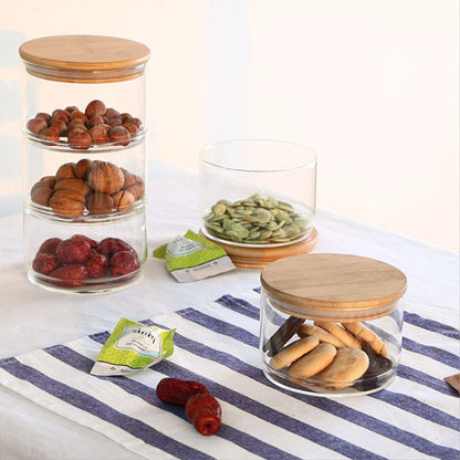 Tiered Glass Storage Jars Snack and Dried Fruit Organizer Glass Salad Bowl with Lid V1294-YM0521-230112AH02-2