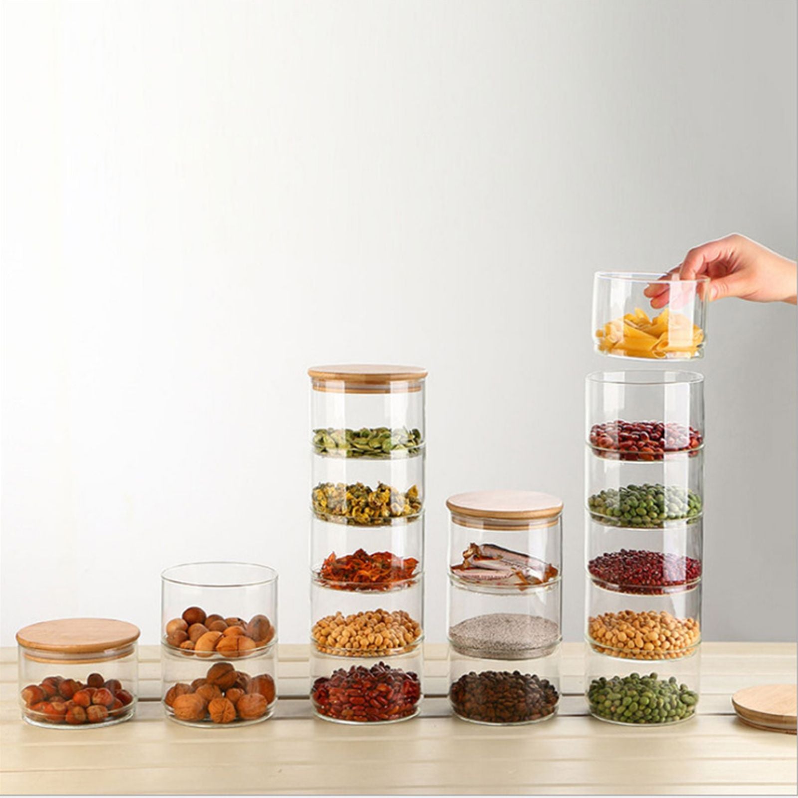 Tiered Glass Storage Jars Snack and Dried Fruit Organizer Glass Salad Bowl with Lid V1294-YM0521-230112AH02-2
