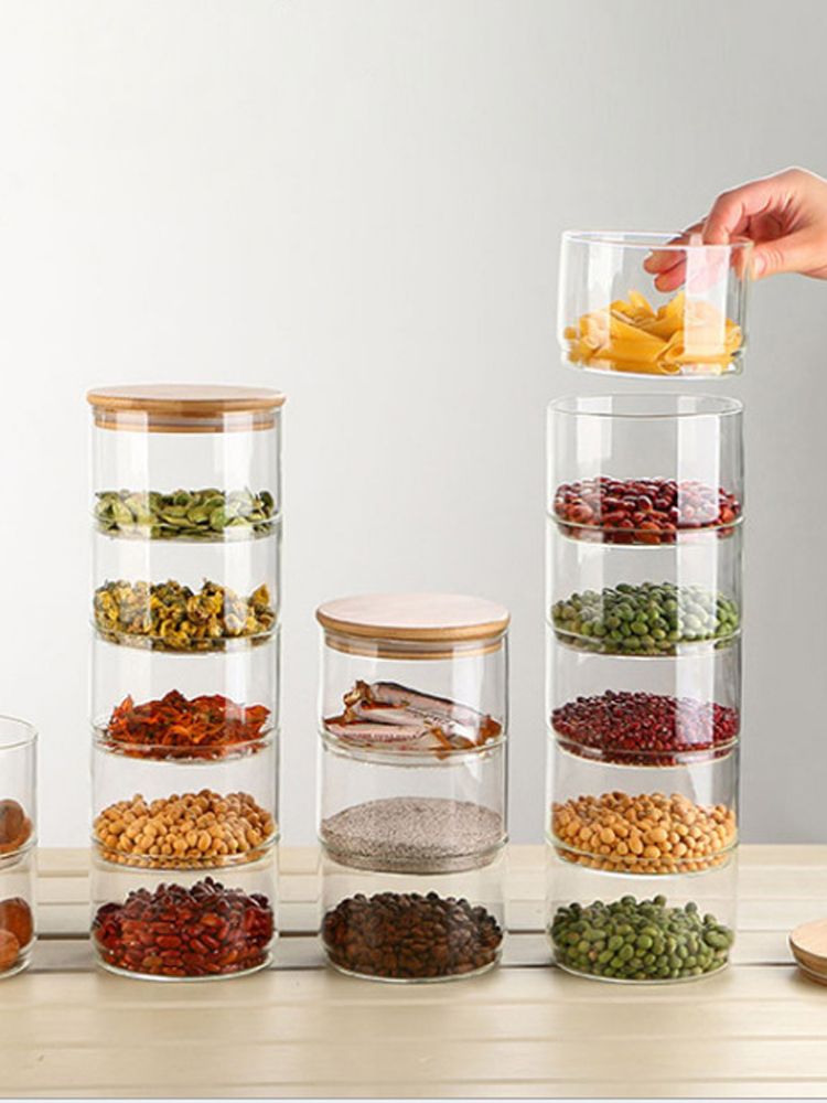 Tiered Glass Storage Jars Snack and Dried Fruit Organizer Glass Salad Bowl with Lid V1294-YM0521-230112AH02-2