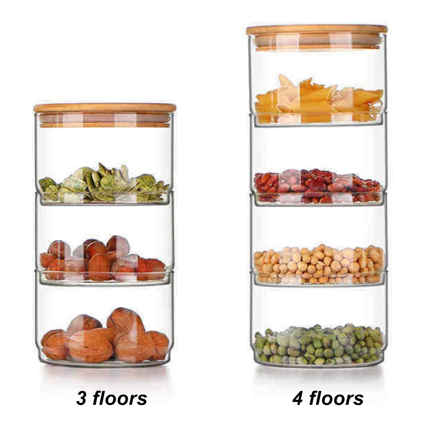 Tiered Glass Storage Jars Snack and Dried Fruit Organizer Glass Salad Bowl with Lid V1294-YM0521-230112AH02-2