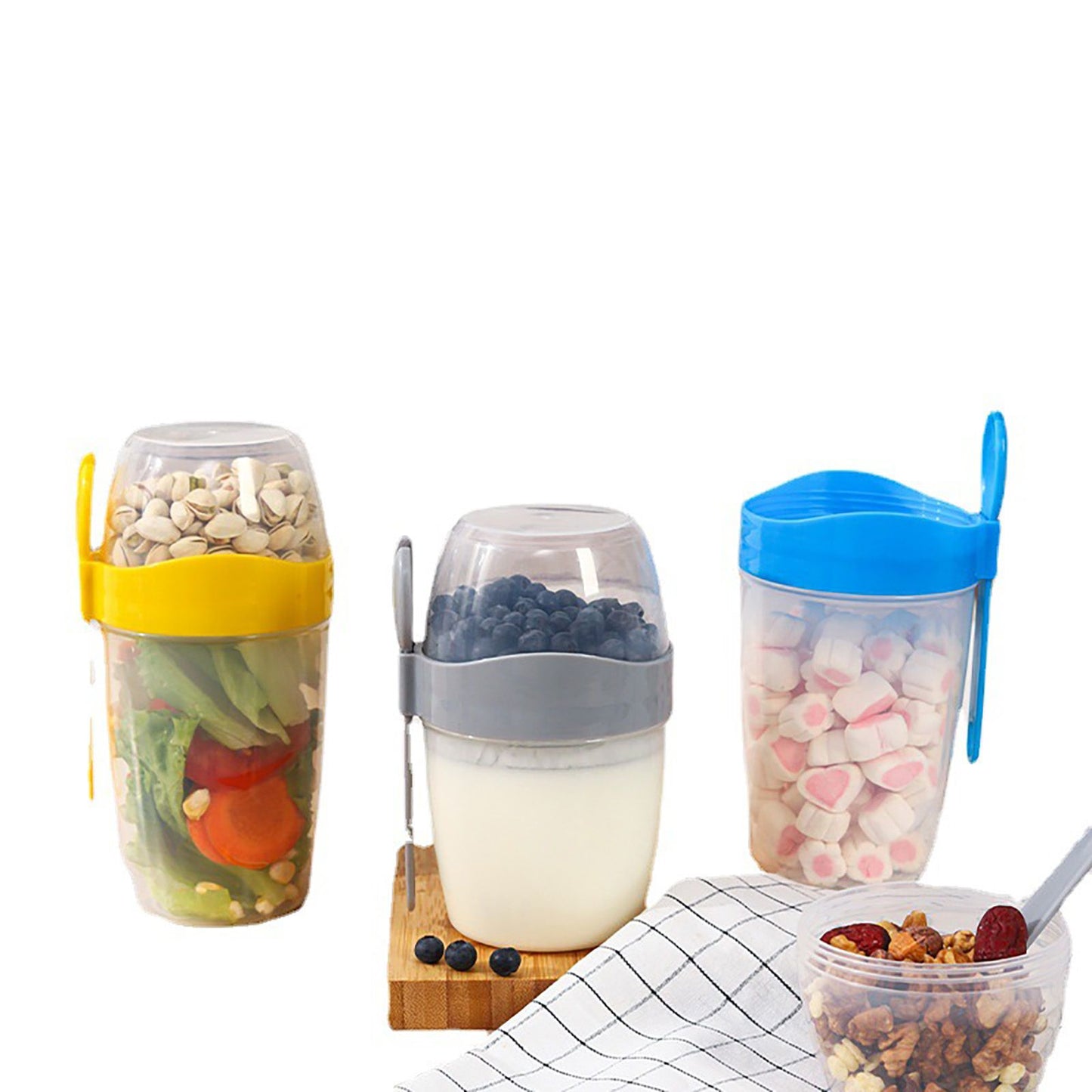 Double Breakfast Cup Oatmeal Cup with Lid Poons Forks for Business People V1294-YM0521-230201YF37-7