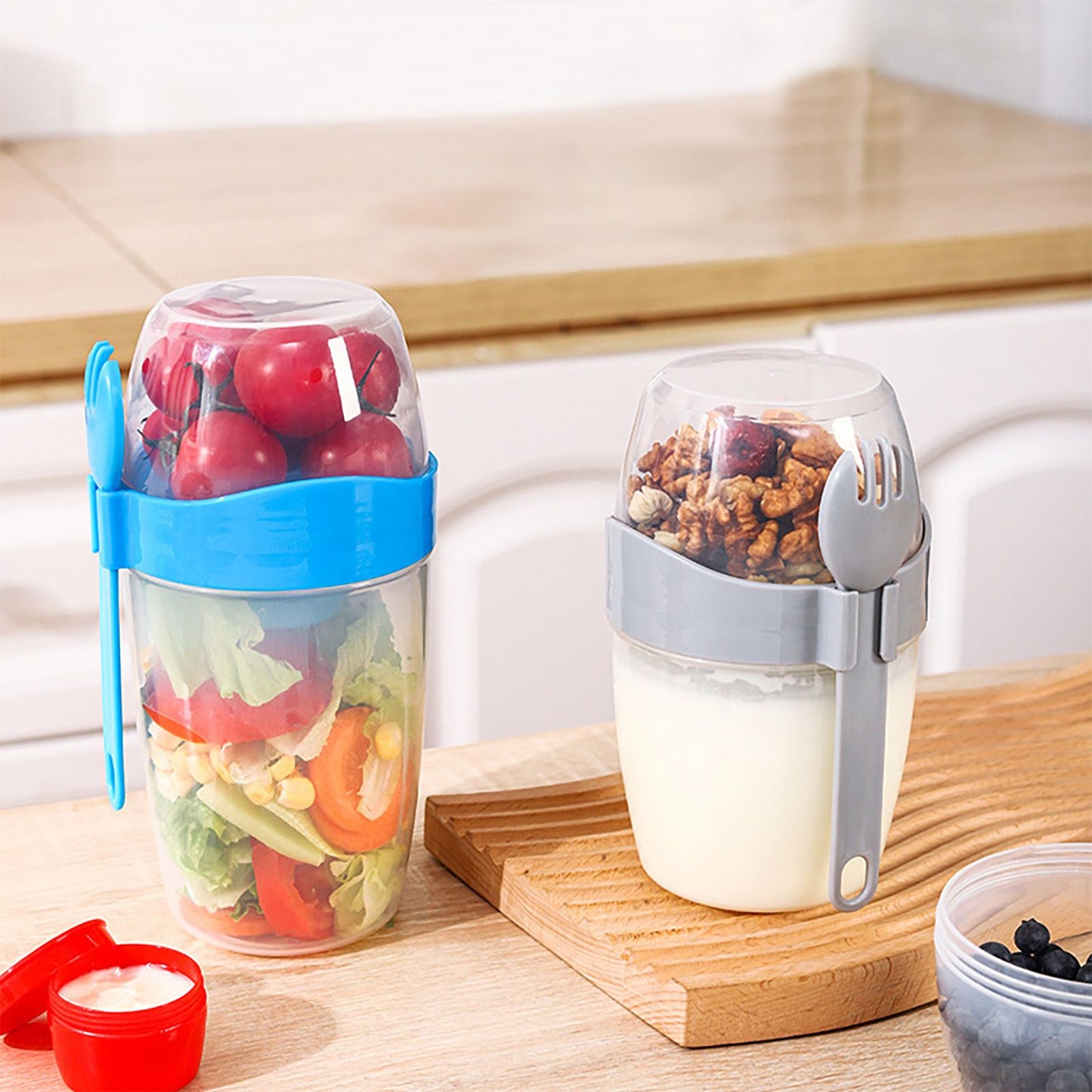 Double Breakfast Cup Oatmeal Cup with Lid Poons Forks for Business People V1294-YM0521-230201YF37-7