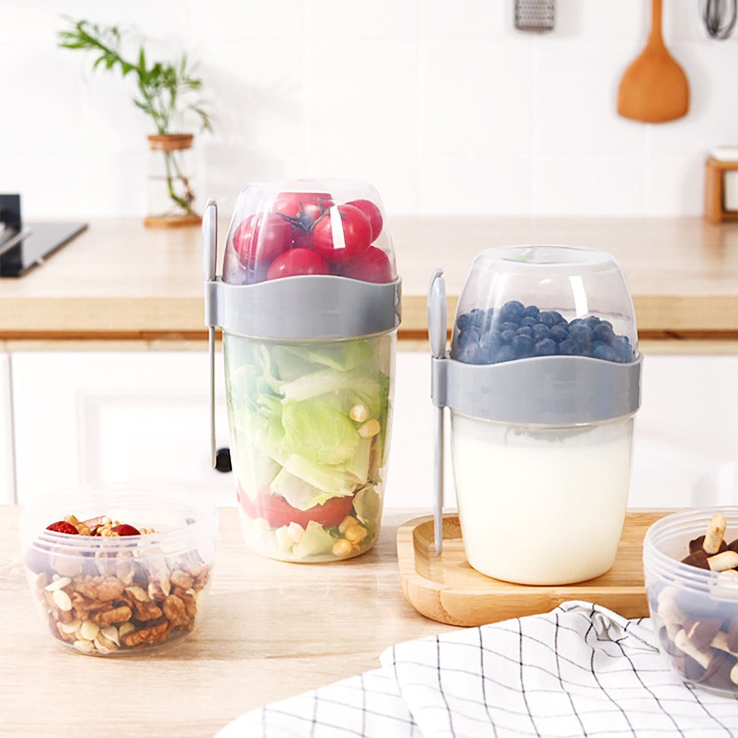 Double Breakfast Cup Oatmeal Cup with Lid Poons Forks for Business People V1294-YM0521-230201YF37-7