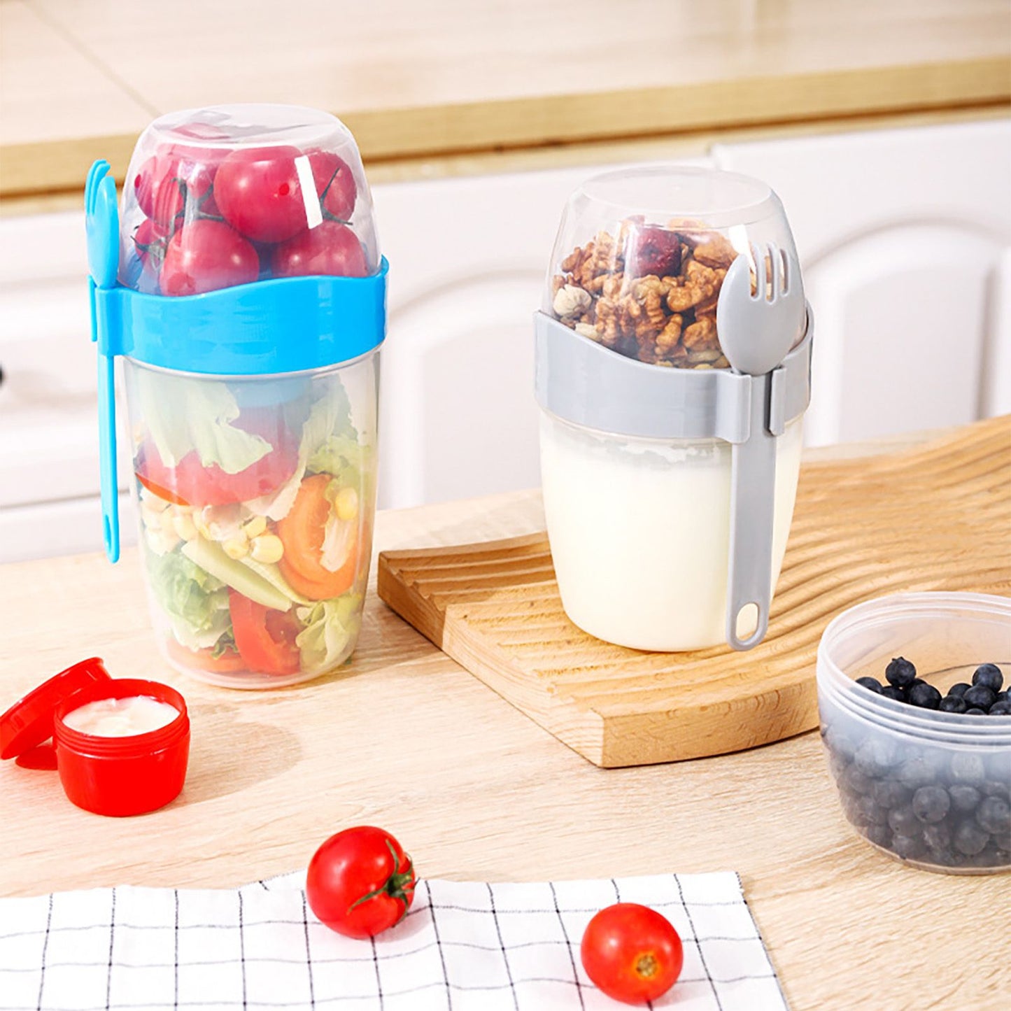 Double Breakfast Cup Oatmeal Cup with Lid Poons Forks for Business People V1294-YM0521-230201YF37-7