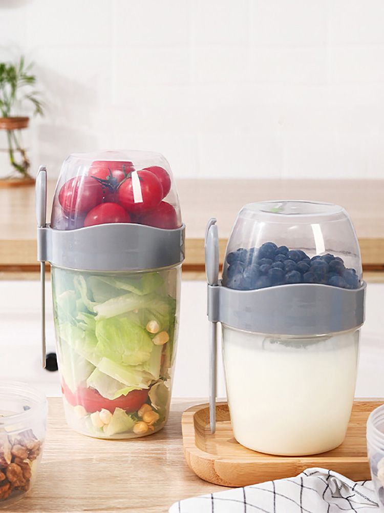 Double Breakfast Cup Oatmeal Cup with Lid Poons Forks for Business People V1294-YM0521-230201YF37-7