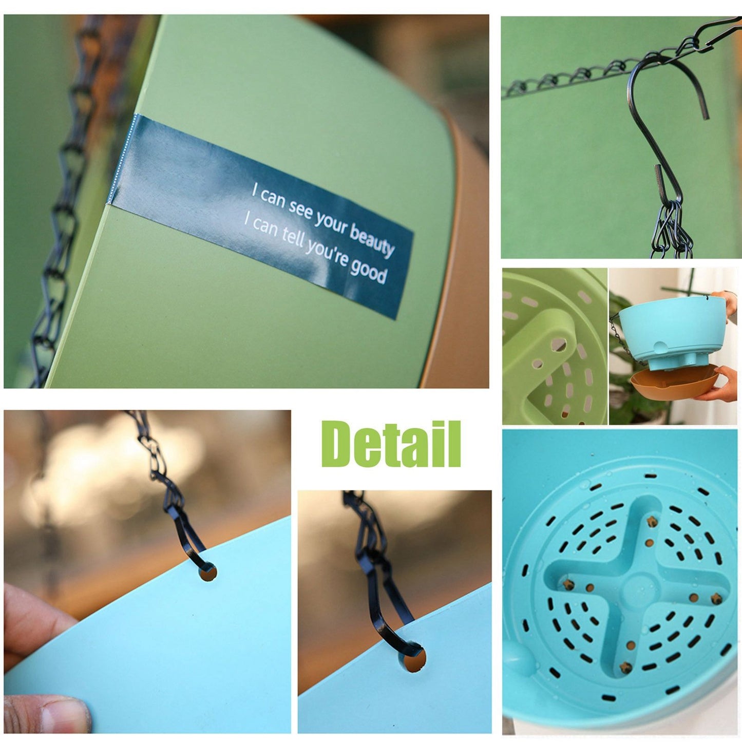 Hanging Double Chain Hanging Basket Planter Home Balcony Indoor Automatic Water Absorbing Basin V1294-YM0521-230208LD01-7