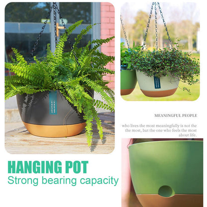Hanging Double Chain Hanging Basket Planter Home Balcony Indoor Automatic Water Absorbing Basin V1294-YM0521-230208LD01-7