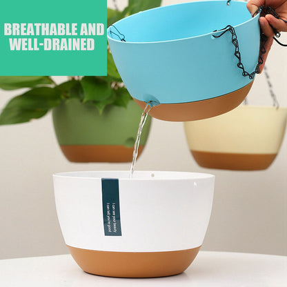 Hanging Double Chain Hanging Basket Planter Home Balcony Indoor Automatic Water Absorbing Basin V1294-YM0521-230208LD01-7