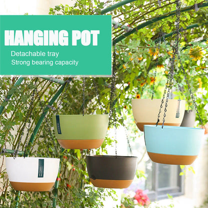 Hanging Double Chain Hanging Basket Planter Home Balcony Indoor Automatic Water Absorbing Basin V1294-YM0521-230208LD01-7