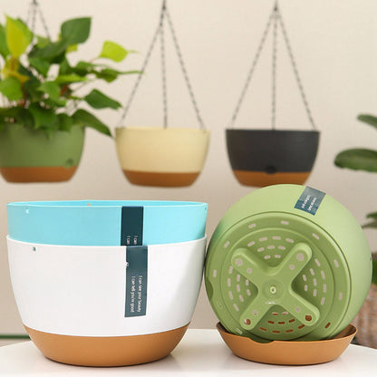 Hanging Double Chain Hanging Basket Planter Home Balcony Indoor Automatic Water Absorbing Basin V1294-YM0521-230208LD01-7