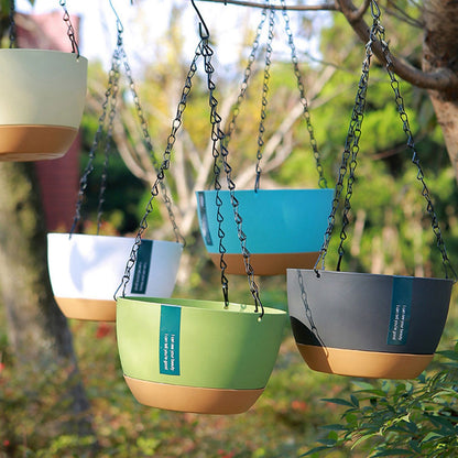 Hanging Double Chain Hanging Basket Planter Home Balcony Indoor Automatic Water Absorbing Basin V1294-YM0521-230208LD01-7