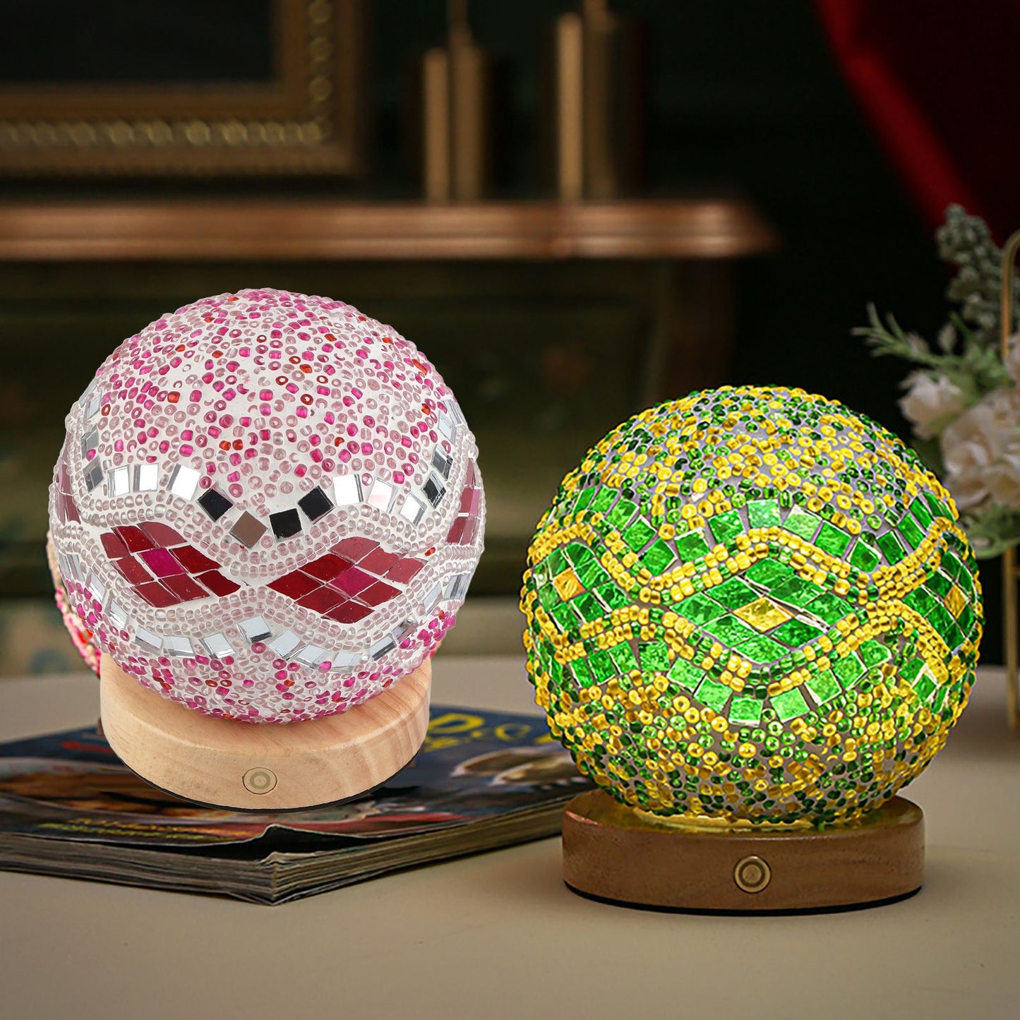 USB Charging Touch Tri Color Endless Dimming Baroque Nightlight Charging Table Lamp Decorative Glass Lamp V1294-YM0521-230302HR11-7