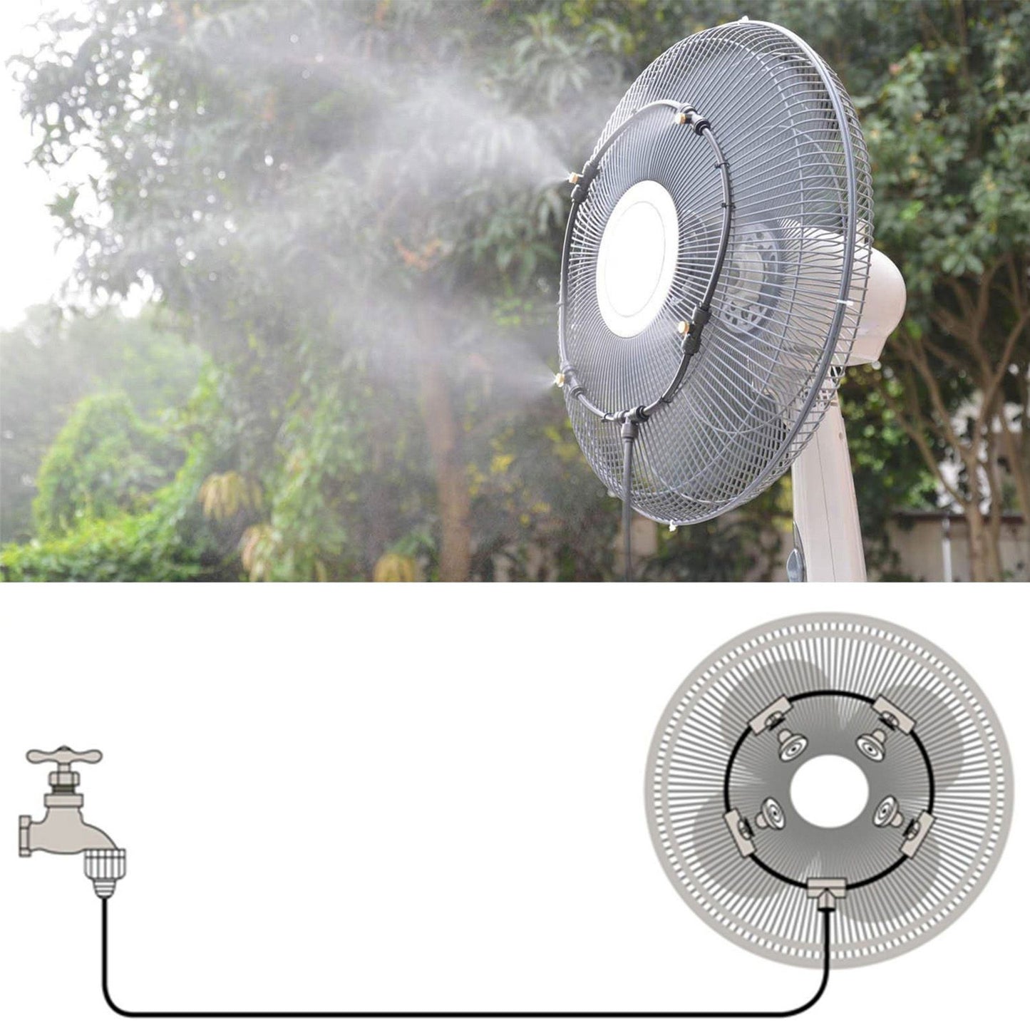 Black Spray Ring Outdoor Cooling Low Pressure Spray Set Spray Ring Fan with Cooling System V1294-YM0521-230404KM04-6