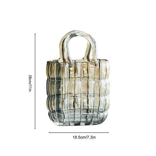 Glass Vase Transparent Hand Basket Living Room Flower Arrangement Creative Bag Fish Tank V1294-YM0521-230531MQ05-5