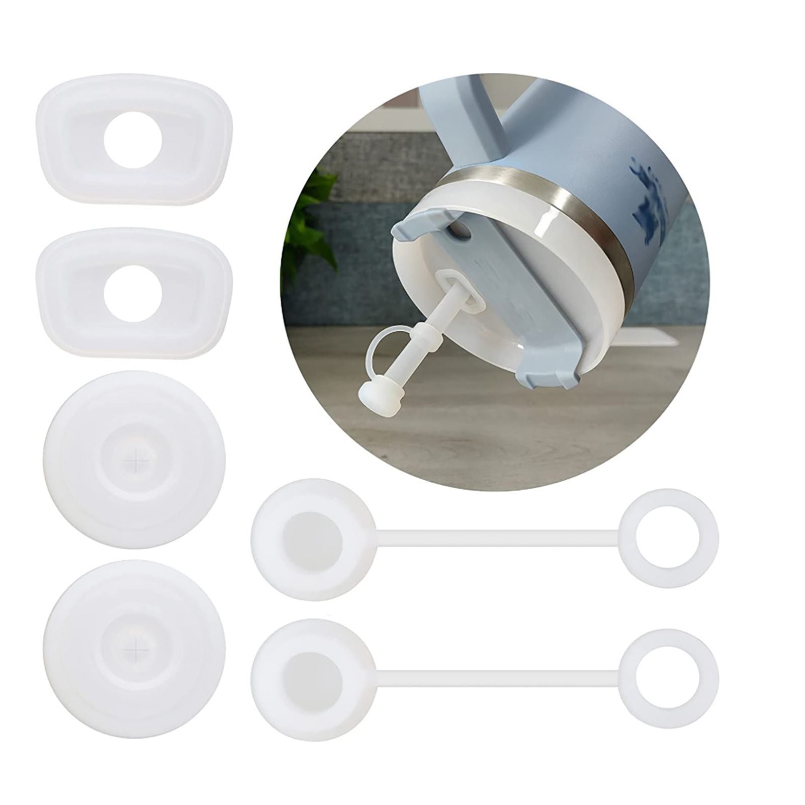 Square Spill Proof Stopper Round Lid Leak Stopper Silicone Straw Cover Cap Set Cup Bottle Accessories V1294-YM0521-230608SM01-1