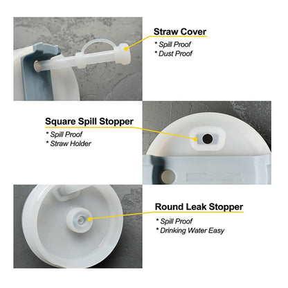 Square Spill Proof Stopper Round Lid Leak Stopper Silicone Straw Cover Cap Set Cup Bottle Accessories V1294-YM0521-230608SM01-1