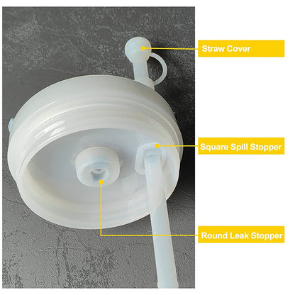 Square Spill Proof Stopper Round Lid Leak Stopper Silicone Straw Cover Cap Set Cup Bottle Accessories V1294-YM0521-230608SM01-1