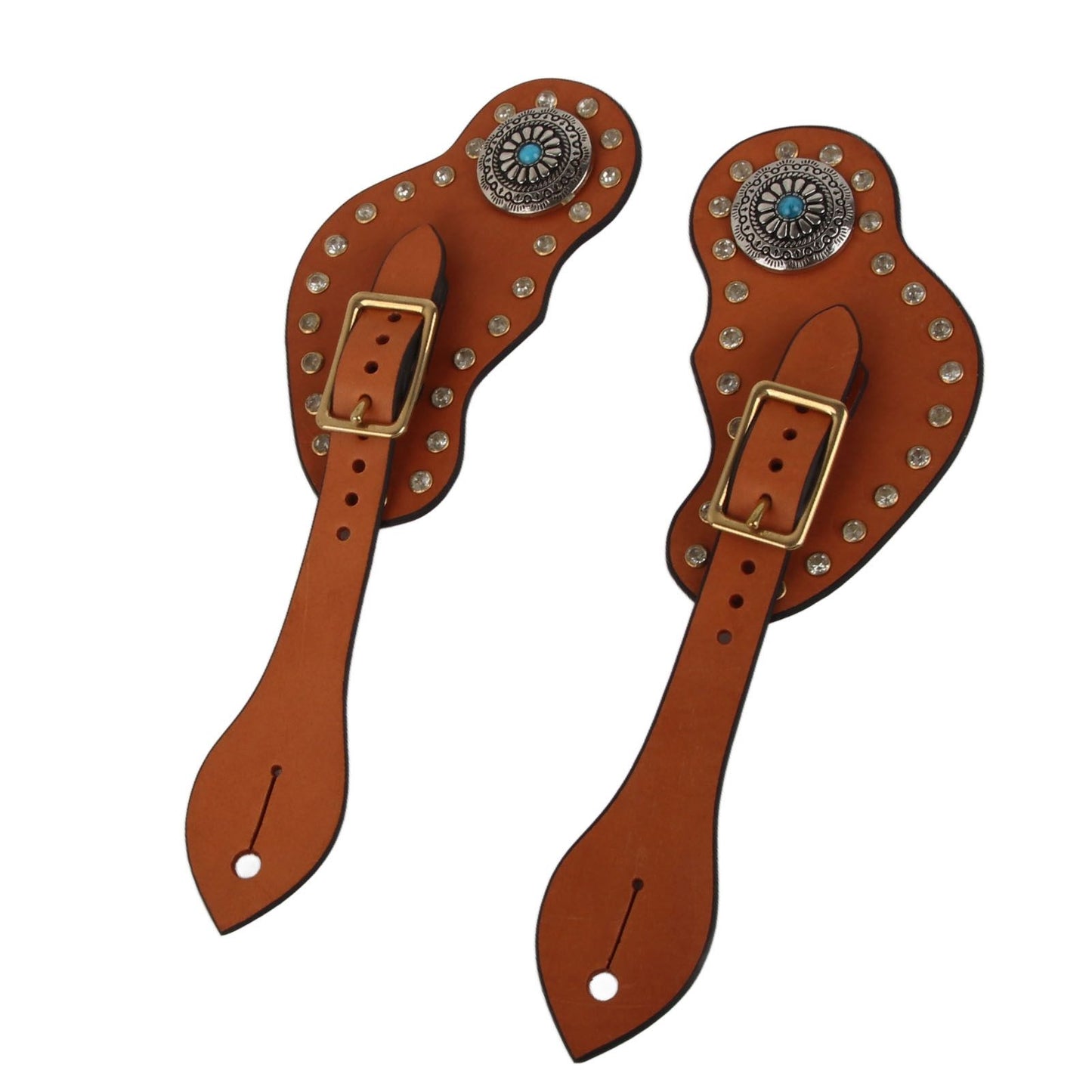 1 Pair Spur Strap Western Retro Horse Spur Strap with Buckle for Horse Training Protective Equipment Brown V1294-YM0521-3111220311611