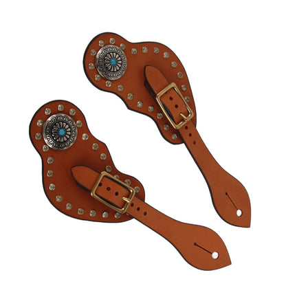1 Pair Spur Strap Western Retro Horse Spur Strap with Buckle for Horse Training Protective Equipment Brown V1294-YM0521-3111220311611