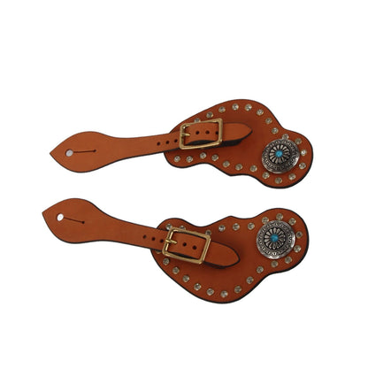 1 Pair Spur Strap Western Retro Horse Spur Strap with Buckle for Horse Training Protective Equipment Brown V1294-YM0521-3111220311611