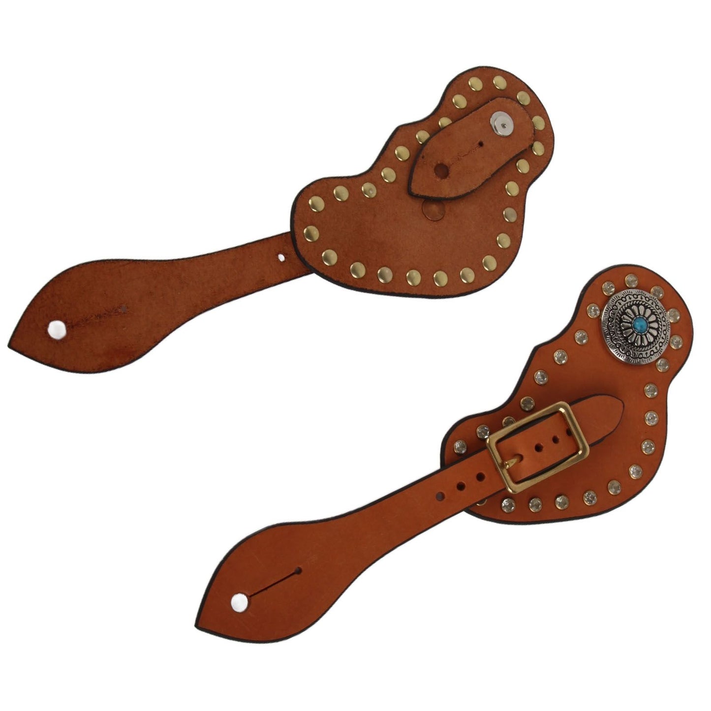 1 Pair Spur Strap Western Retro Horse Spur Strap with Buckle for Horse Training Protective Equipment Brown V1294-YM0521-3111220311611