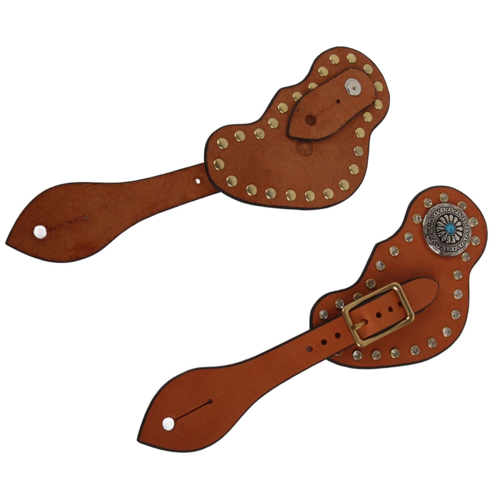1 Pair Spur Strap Western Retro Horse Spur Strap with Buckle for Horse Training Protective Equipment Brown V1294-YM0521-3111220311611