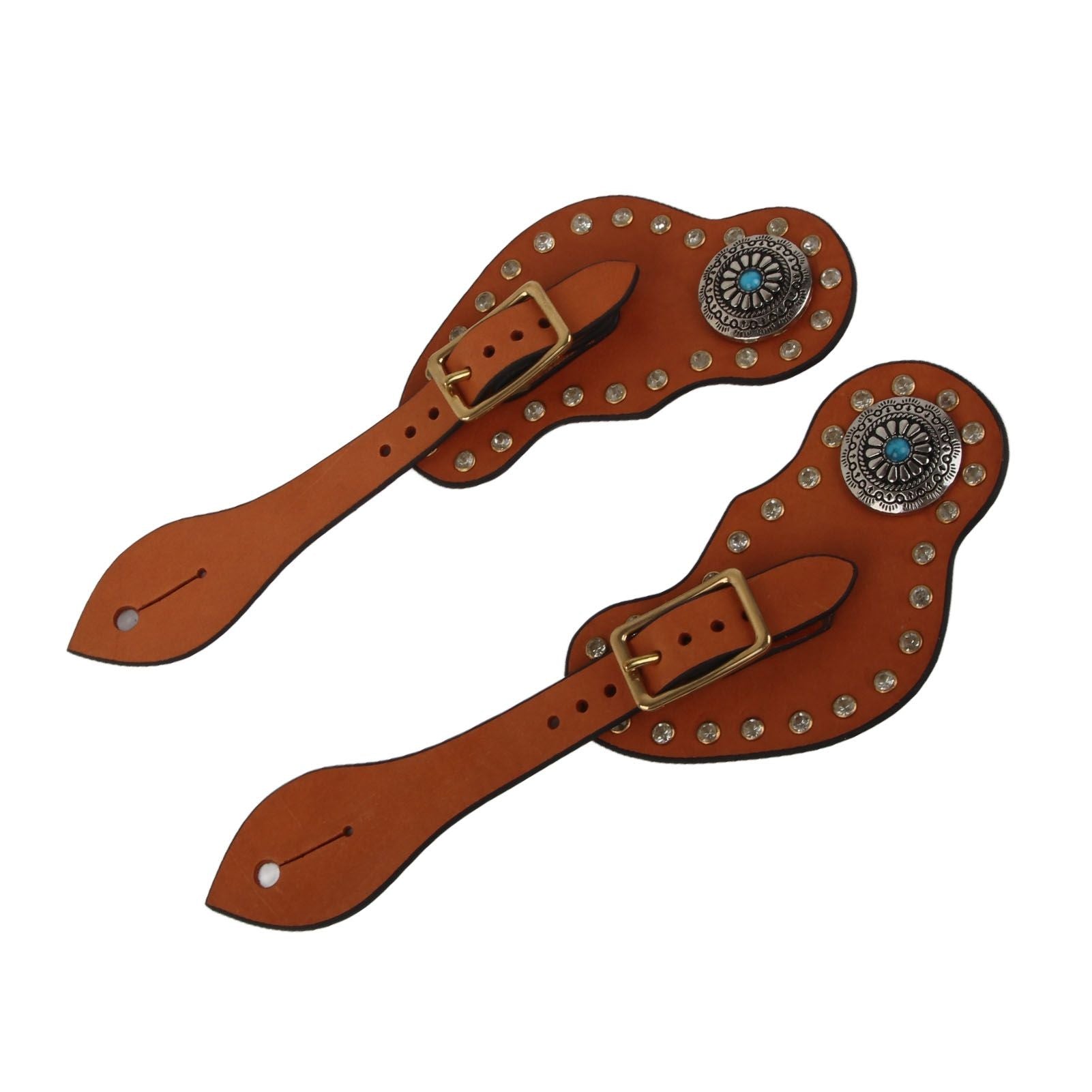 1 Pair Spur Strap Western Retro Horse Spur Strap with Buckle for Horse Training Protective Equipment Brown V1294-YM0521-3111220311611