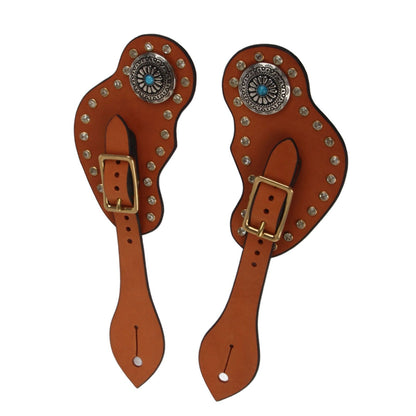 1 Pair Spur Strap Western Retro Horse Spur Strap with Buckle for Horse Training Protective Equipment Brown V1294-YM0521-3111220311611