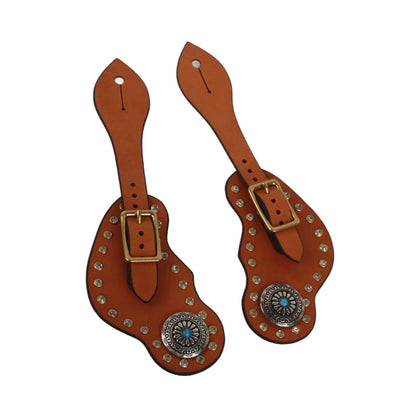 1 Pair Spur Strap Western Retro Horse Spur Strap with Buckle for Horse Training Protective Equipment Brown V1294-YM0521-3111220311611