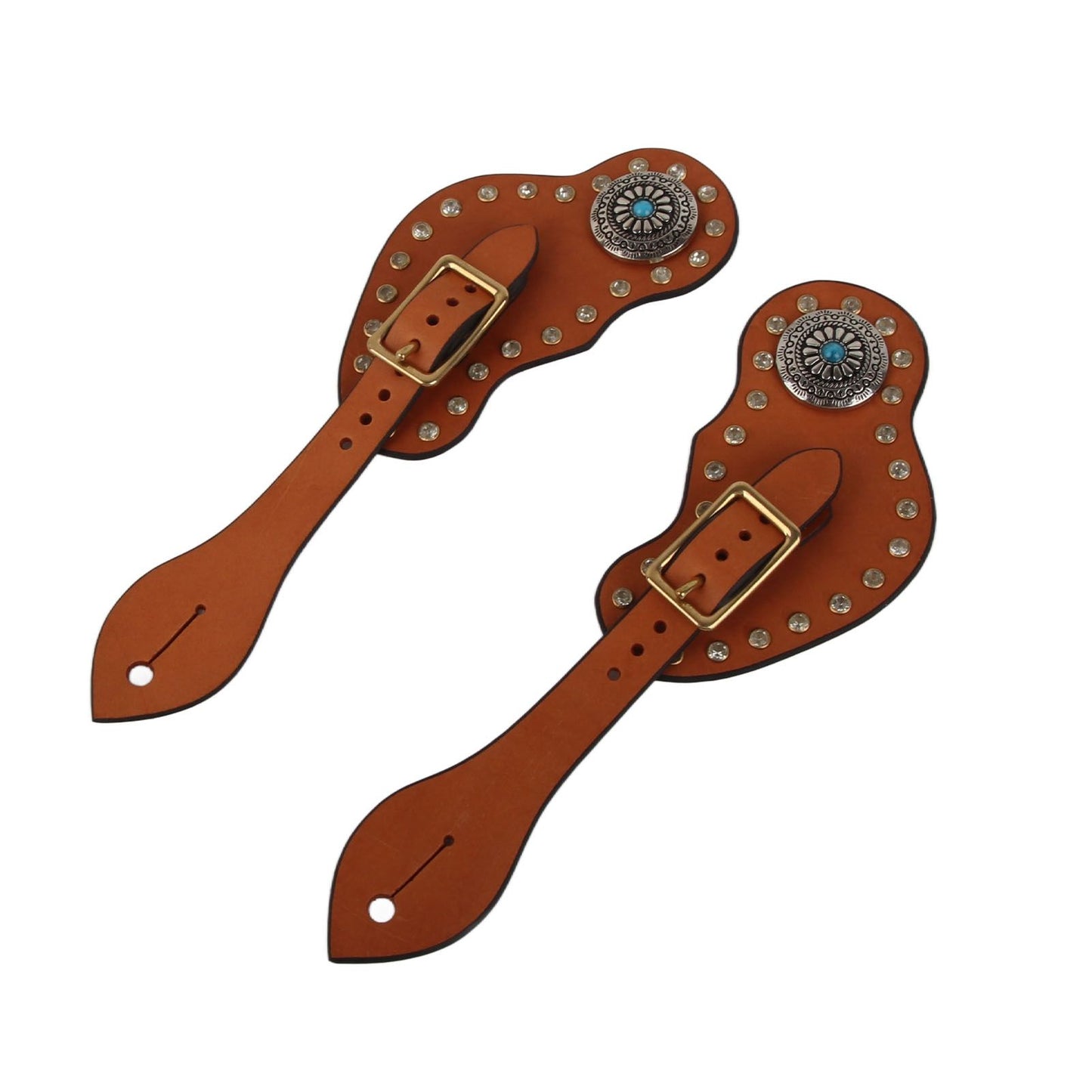 1 Pair Spur Strap Western Retro Horse Spur Strap with Buckle for Horse Training Protective Equipment Brown V1294-YM0521-3111220311611