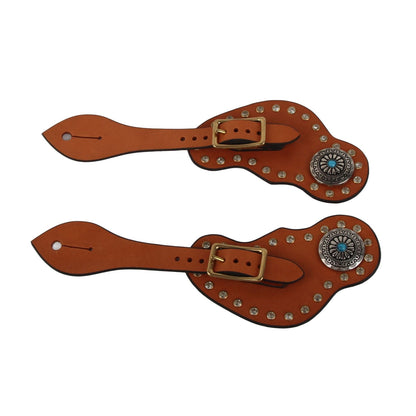 1 Pair Spur Strap Western Retro Horse Spur Strap with Buckle for Horse Training Protective Equipment Brown V1294-YM0521-3111220311611