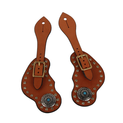 1 Pair Spur Strap Western Retro Horse Spur Strap with Buckle for Horse Training Protective Equipment Brown V1294-YM0521-3111220311611