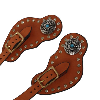 1 Pair Spur Strap Western Retro Horse Spur Strap with Buckle for Horse Training Protective Equipment Brown V1294-YM0521-3111220311611
