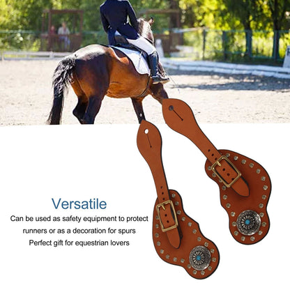 1 Pair Spur Strap Western Retro Horse Spur Strap with Buckle for Horse Training Protective Equipment Brown V1294-YM0521-3111220311611