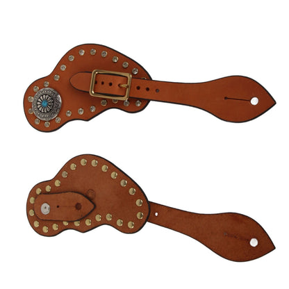 1 Pair Spur Strap Western Retro Horse Spur Strap with Buckle for Horse Training Protective Equipment Brown V1294-YM0521-3111220311611