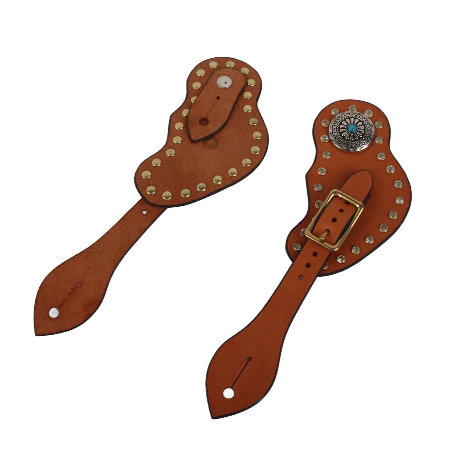 1 Pair Spur Strap Western Retro Horse Spur Strap with Buckle for Horse Training Protective Equipment Brown V1294-YM0521-3111220311611