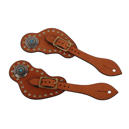 1 Pair Spur Strap Western Retro Horse Spur Strap with Buckle for Horse Training Protective Equipment Brown V1294-YM0521-3111220311611