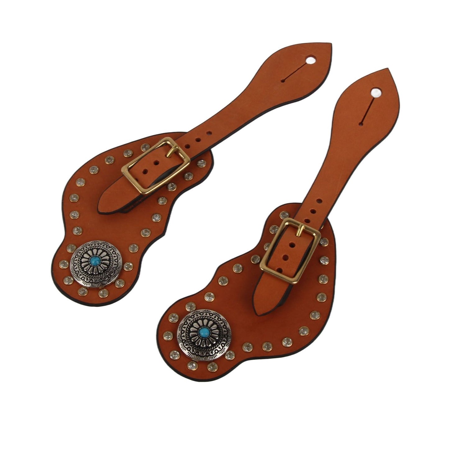 1 Pair Spur Strap Western Retro Horse Spur Strap with Buckle for Horse Training Protective Equipment Brown V1294-YM0521-3111220311611