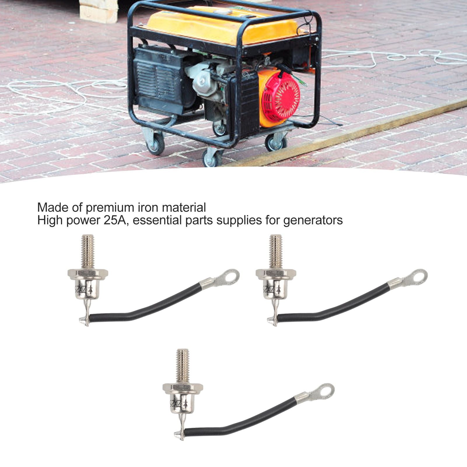3PCS 25A ZX25 12 Diesel Generator Diode Small Portable Rectifier Diode Replacement Accessories Parts Negative V1294-YM0521-3111230001912