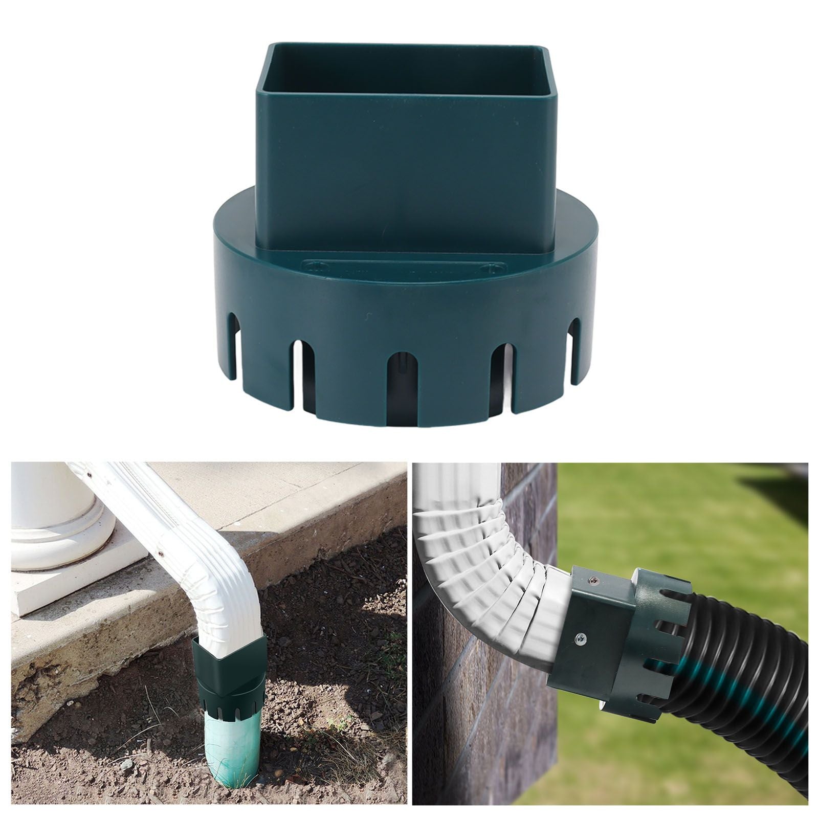Downspout Adapter Plastic Drain Adapter Replacement Downpipe Converter Connector with Screws Green S 2x3in V1294-YM0521-3111230010113