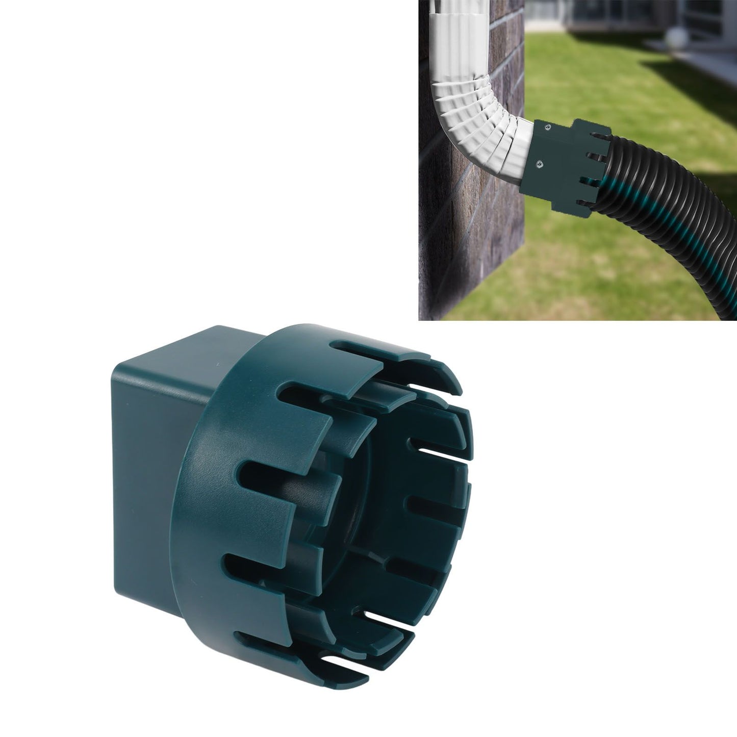 Downspout Adapter Plastic Drain Adapter Replacement Downpipe Converter Connector with Screws Green S 2x3in V1294-YM0521-3111230010113