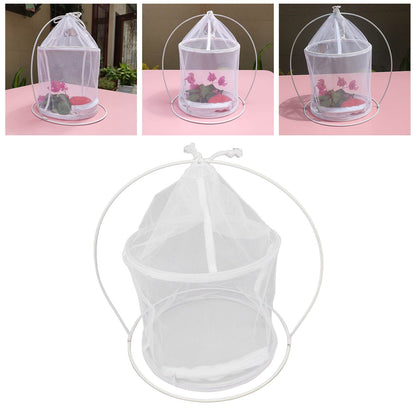 Cylindrical Iron Frame Hanging Cage Butterfly Habitat Cage Ornamental Outdoor Mesh Plant Cage V1294-YM0521-3111230020811