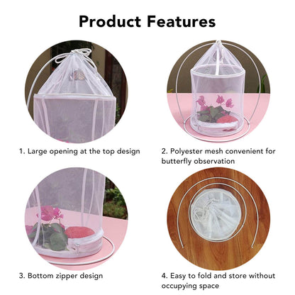 Cylindrical Iron Frame Hanging Cage Butterfly Habitat Cage Ornamental Outdoor Mesh Plant Cage V1294-YM0521-3111230020811