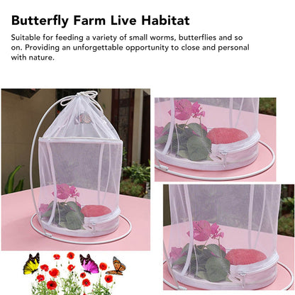Cylindrical Iron Frame Hanging Cage Butterfly Habitat Cage Ornamental Outdoor Mesh Plant Cage V1294-YM0521-3111230020811